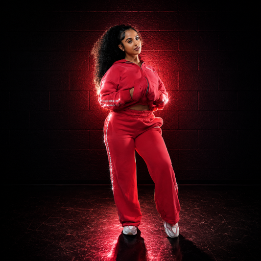Dessertz Rhinestone Hoodie & Pants Set — Red Velvet (Red)