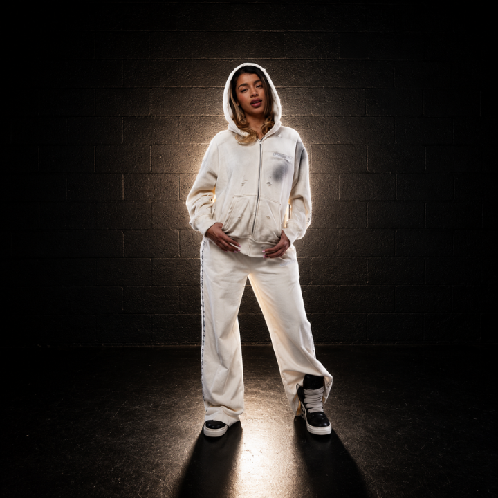Dessertz Rhinestone Hoodie & Pants Set — Vanilla Ice (White)
