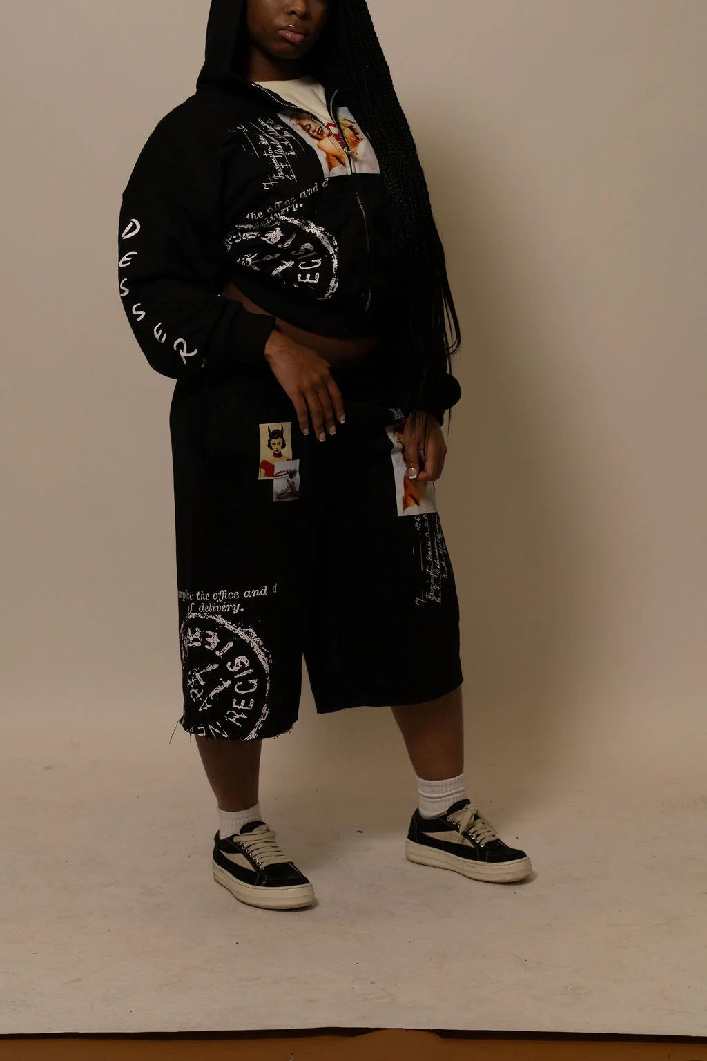 Summer Collection Hoodie & Short Set — SWEET SIN SET — BLACK