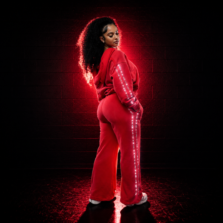 Dessertz Rhinestone Hoodie & Pants Set — Red Velvet (Red)