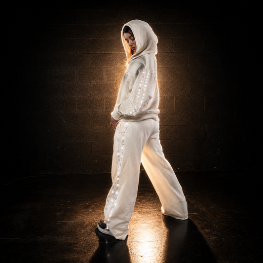 Dessertz Rhinestone Hoodie & Pants Set — Vanilla Ice (White)