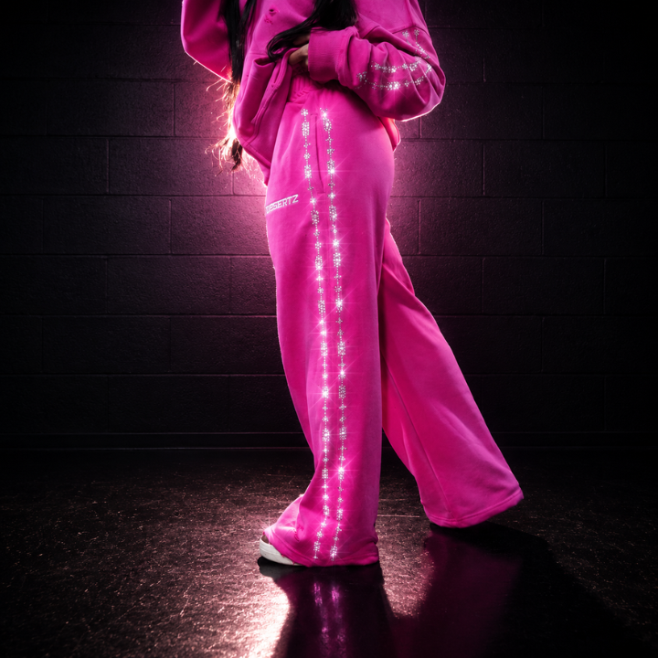 Dessertz Rhinestone Hoodie & Pants Set — Pink Sugar (Hot Pink)
