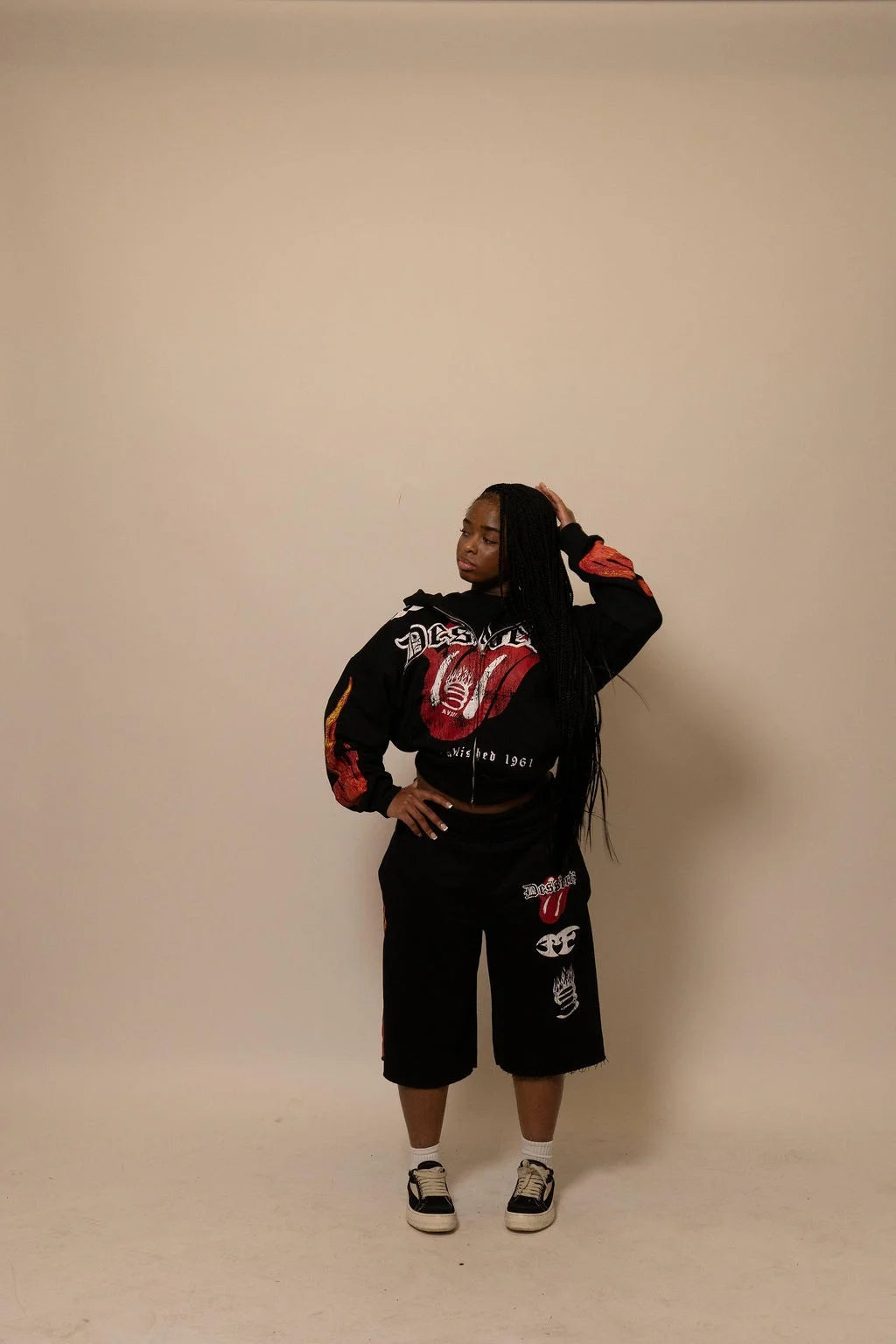 Summer Collection Hoodie & Short Set — HEAT WAVE SET — BLACK
