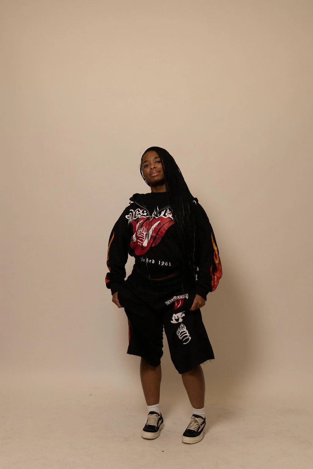 Summer Collection Hoodie & Short Set — HEAT WAVE SET — BLACK