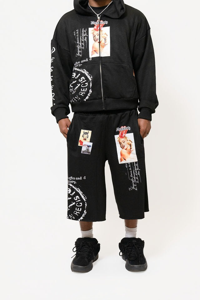 Summer Collection Hoodie & Short Set — SWEET SIN SET — BLACK