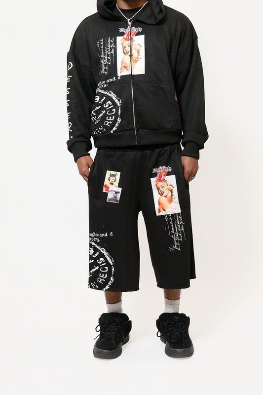 Summer Collection Hoodie & Short Set — SWEET SIN SET — BLACK