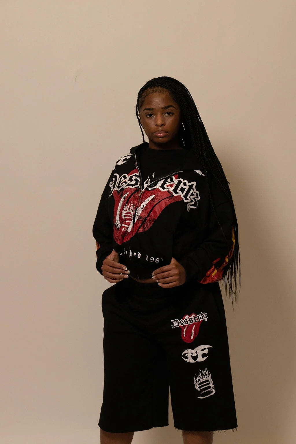 Summer Collection Hoodie & Short Set — HEAT WAVE SET — BLACK