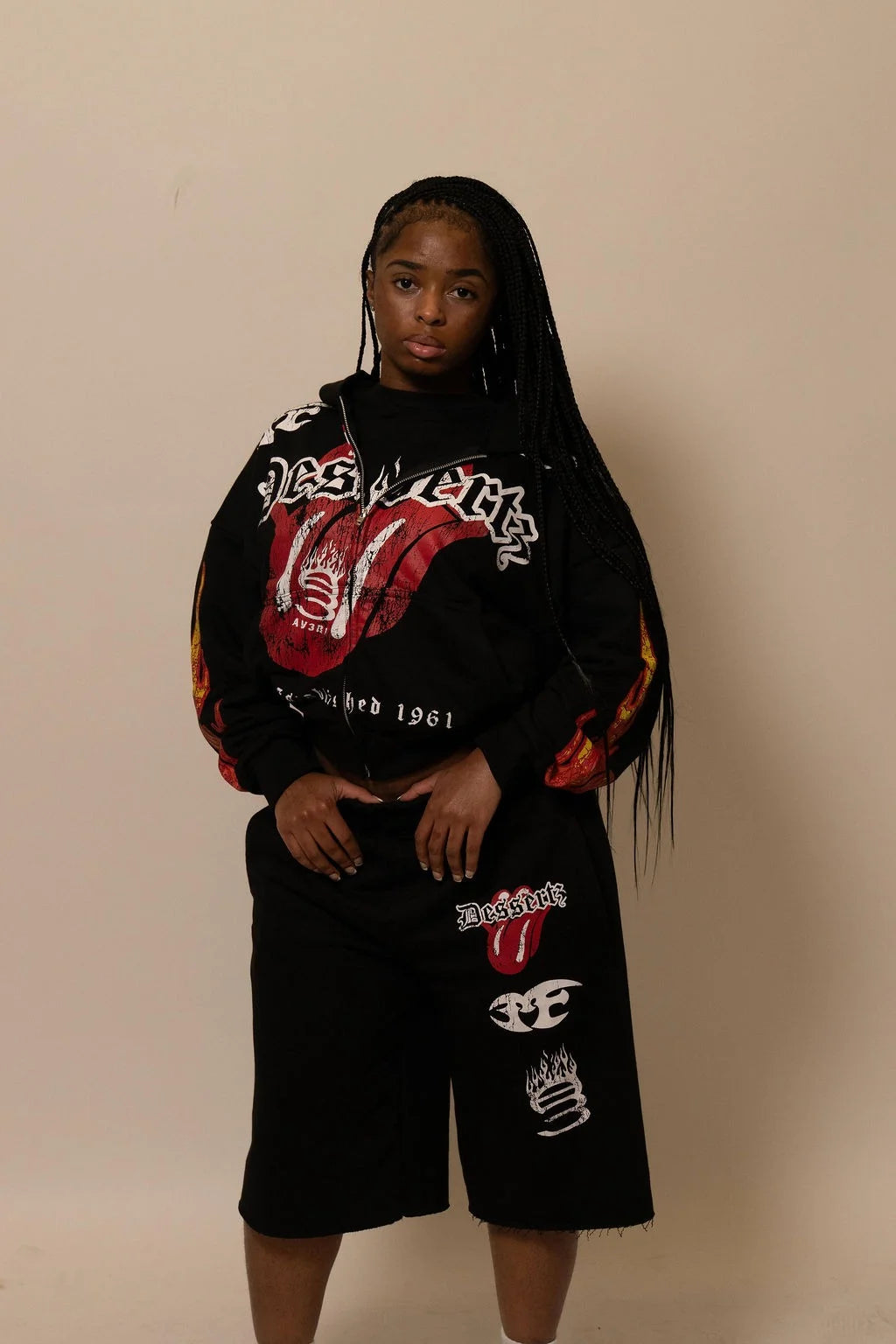 Summer Collection Hoodie & Short Set — HEAT WAVE SET — BLACK