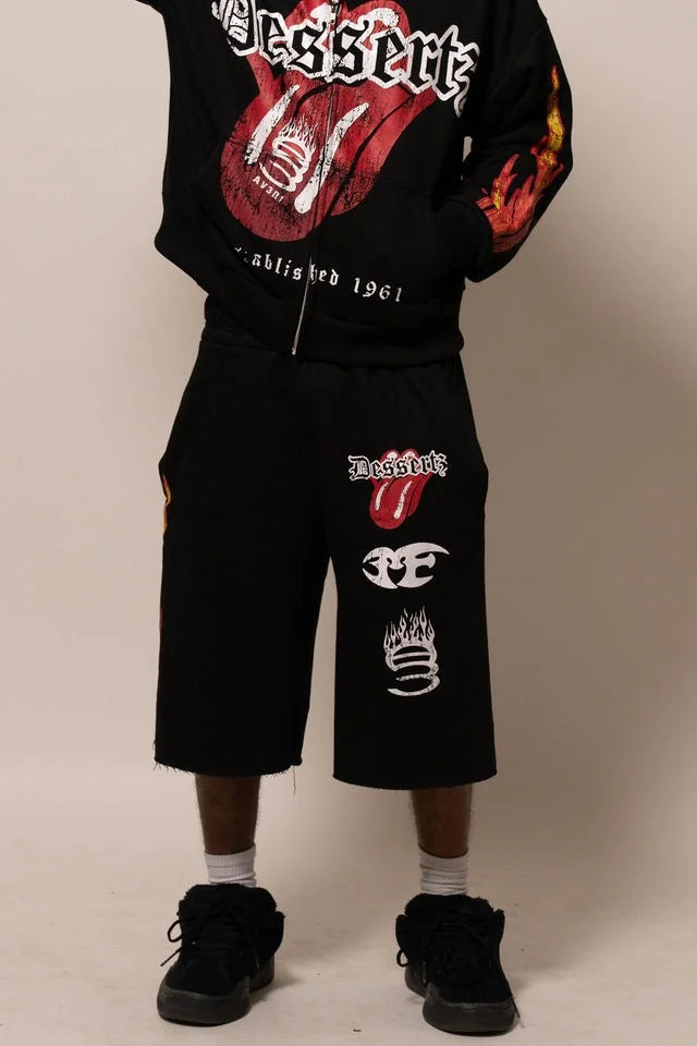Summer Collection Hoodie & Short Set — HEAT WAVE SET — BLACK
