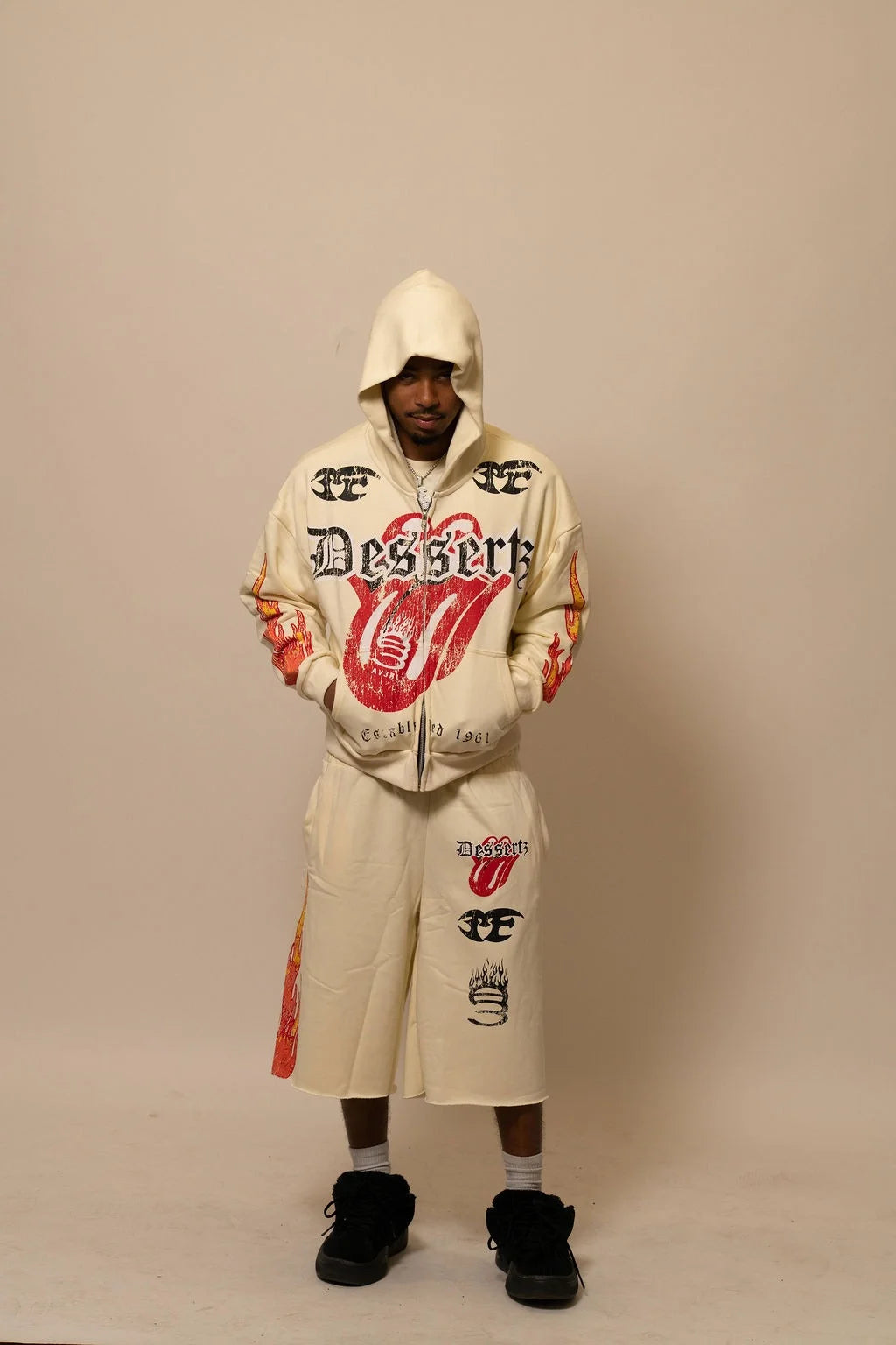 Summer Collection Hoodie & Short Set — HEAT WAVE SET — WHITE