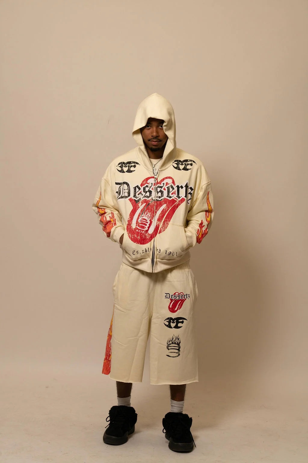 Summer Collection Hoodie & Short Set — HEAT WAVE SET — WHITE