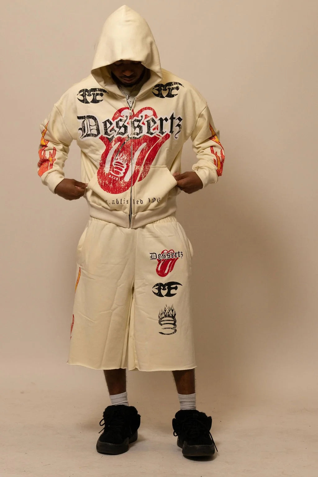 Summer Collection Hoodie & Short Set — HEAT WAVE SET — WHITE