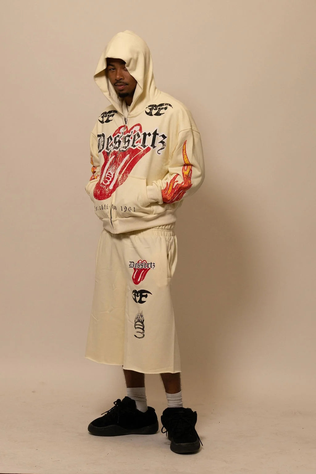 Summer Collection Hoodie & Short Set — HEAT WAVE SET — WHITE
