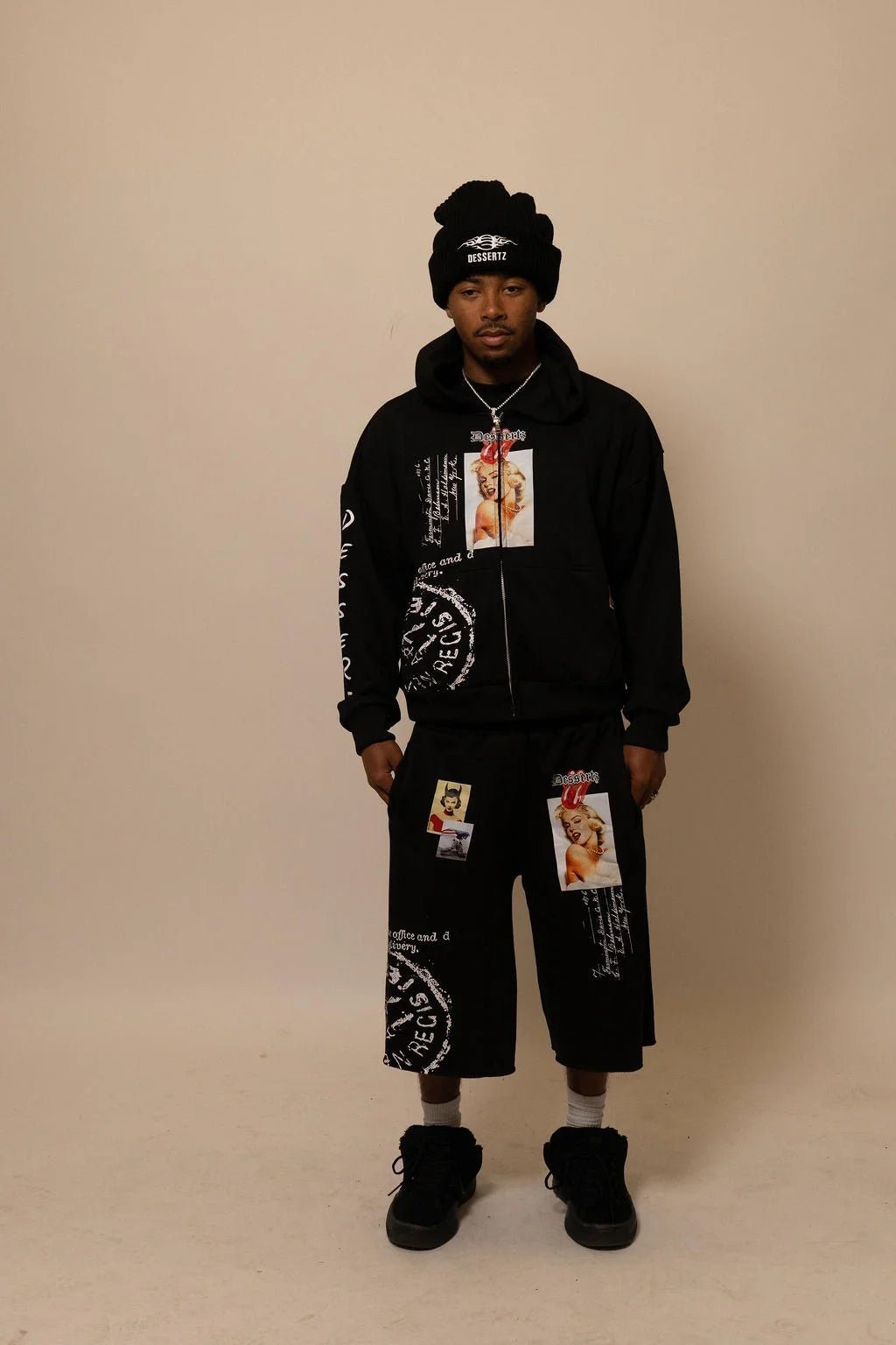 Summer Collection Hoodie & Short Set — SWEET SIN SET — BLACK