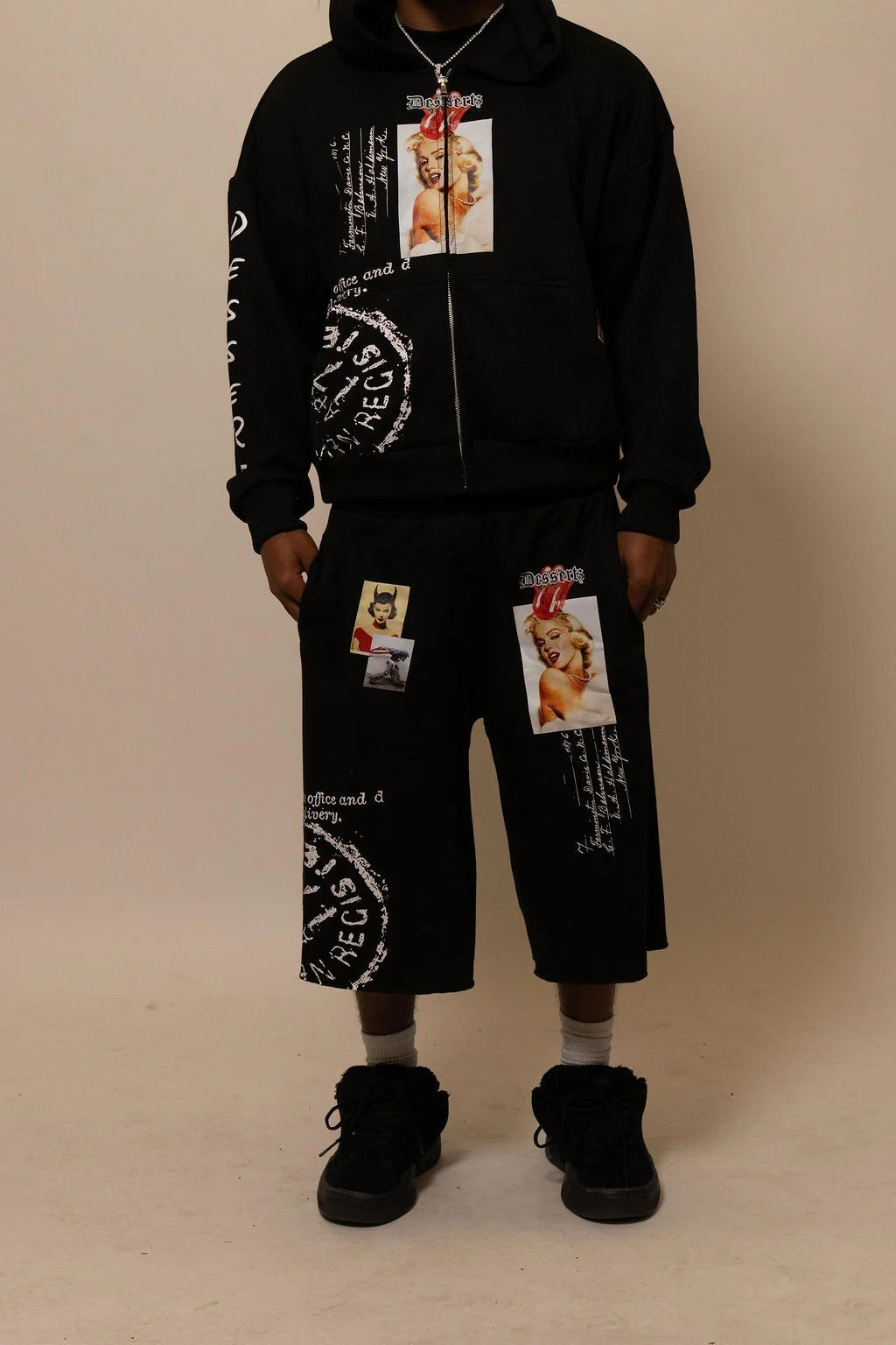 Summer Collection Hoodie & Short Set — SWEET SIN SET — BLACK