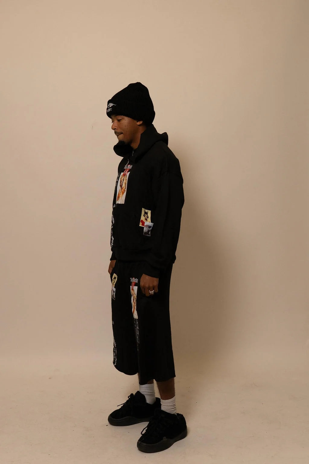 Summer Collection Hoodie & Short Set — SWEET SIN SET — BLACK
