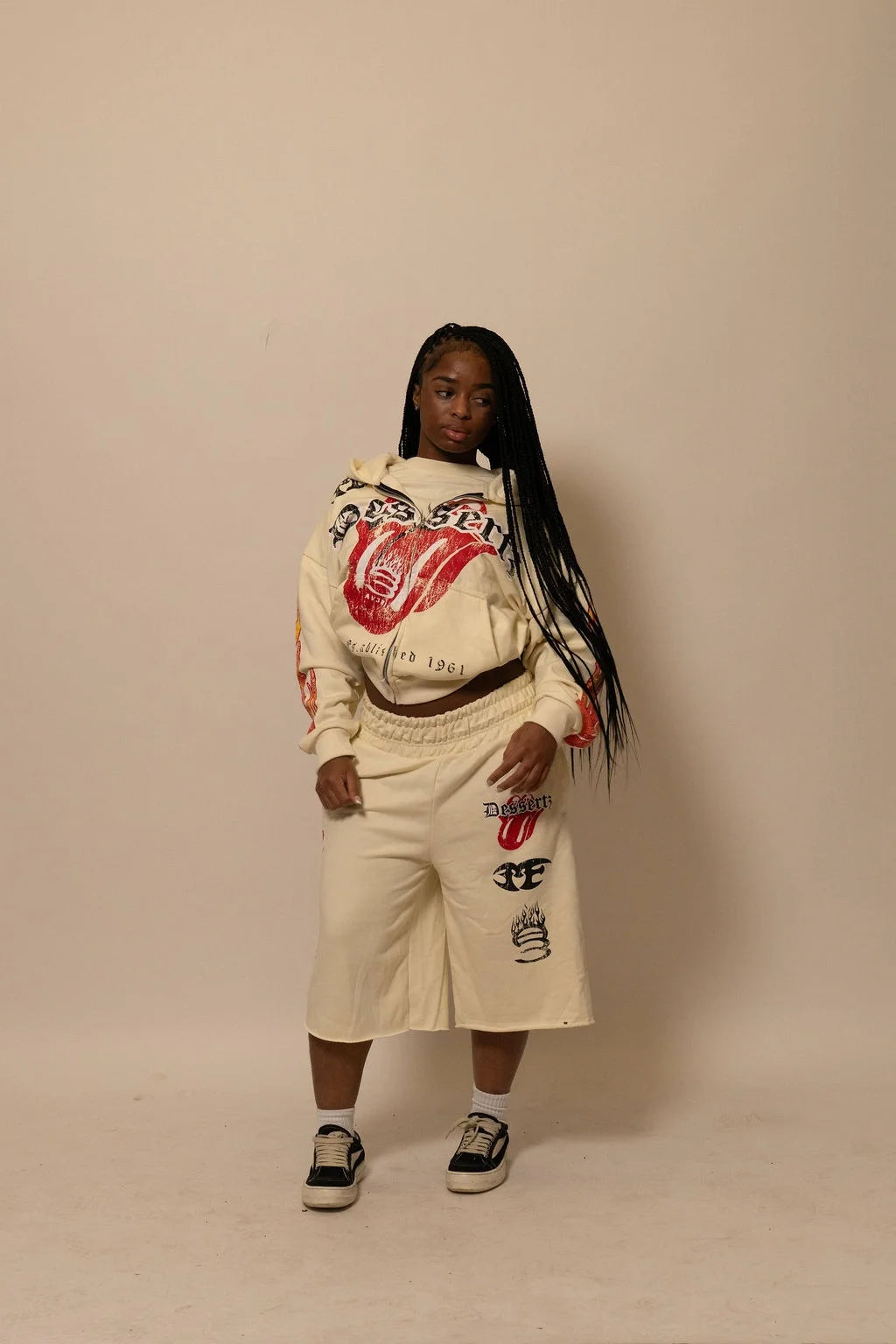 Summer Collection Hoodie & Short Set — HEAT WAVE SET — WHITE