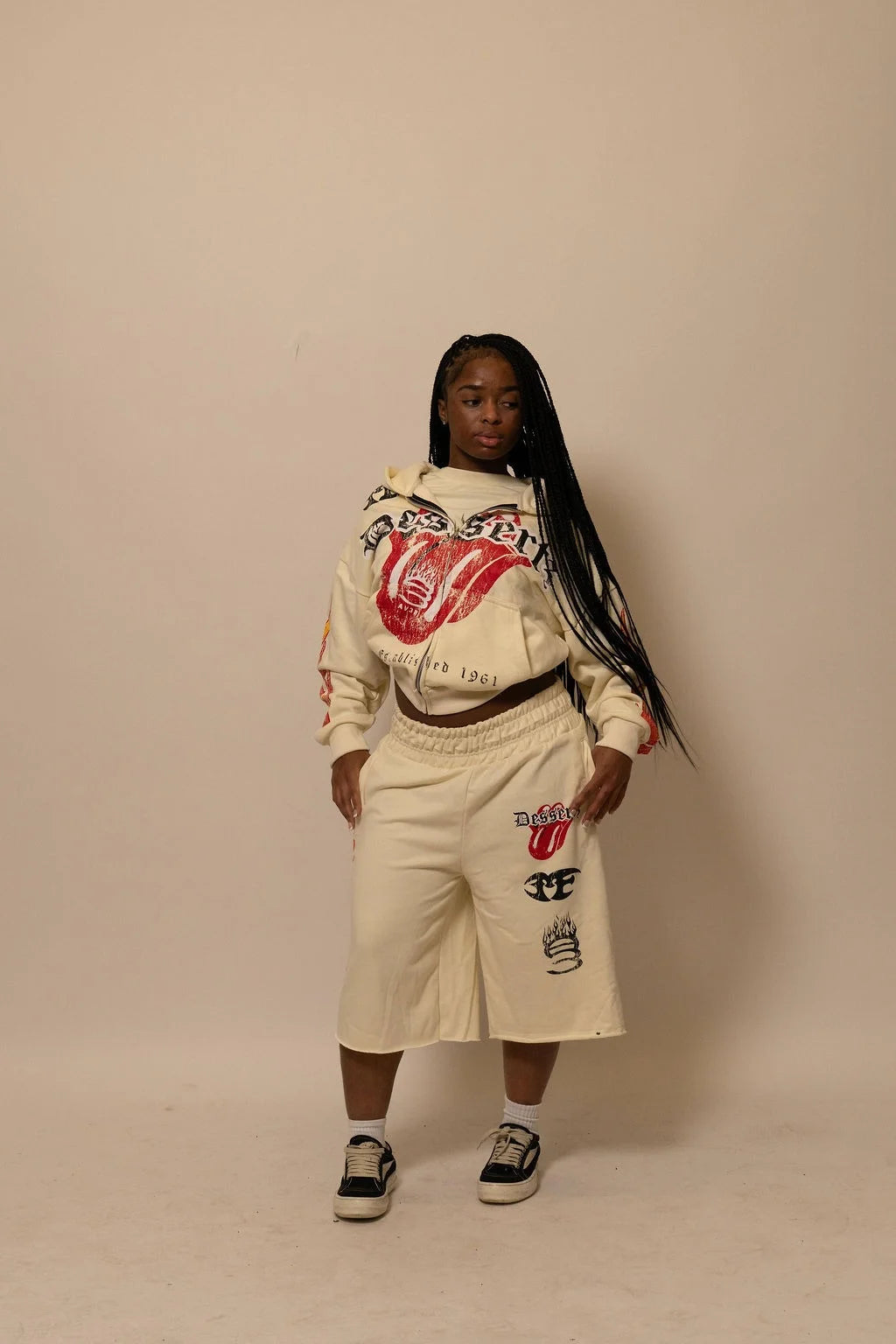 Summer Collection Hoodie & Short Set — HEAT WAVE SET — WHITE