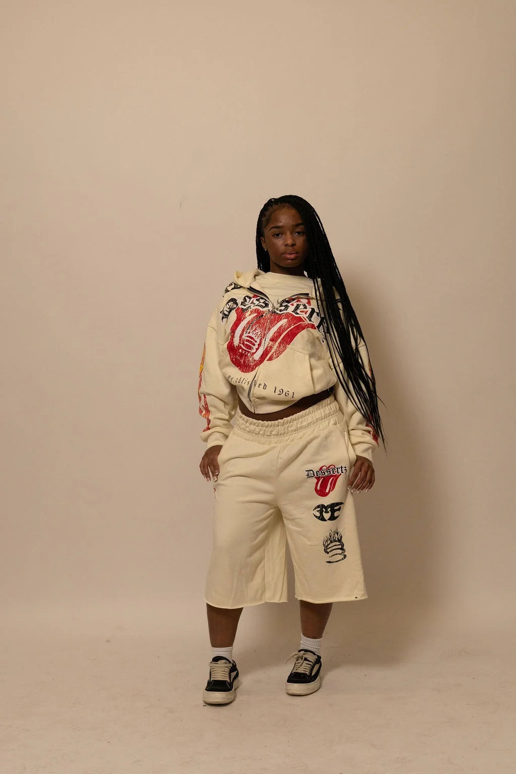 Summer Collection Hoodie & Short Set — HEAT WAVE SET — WHITE