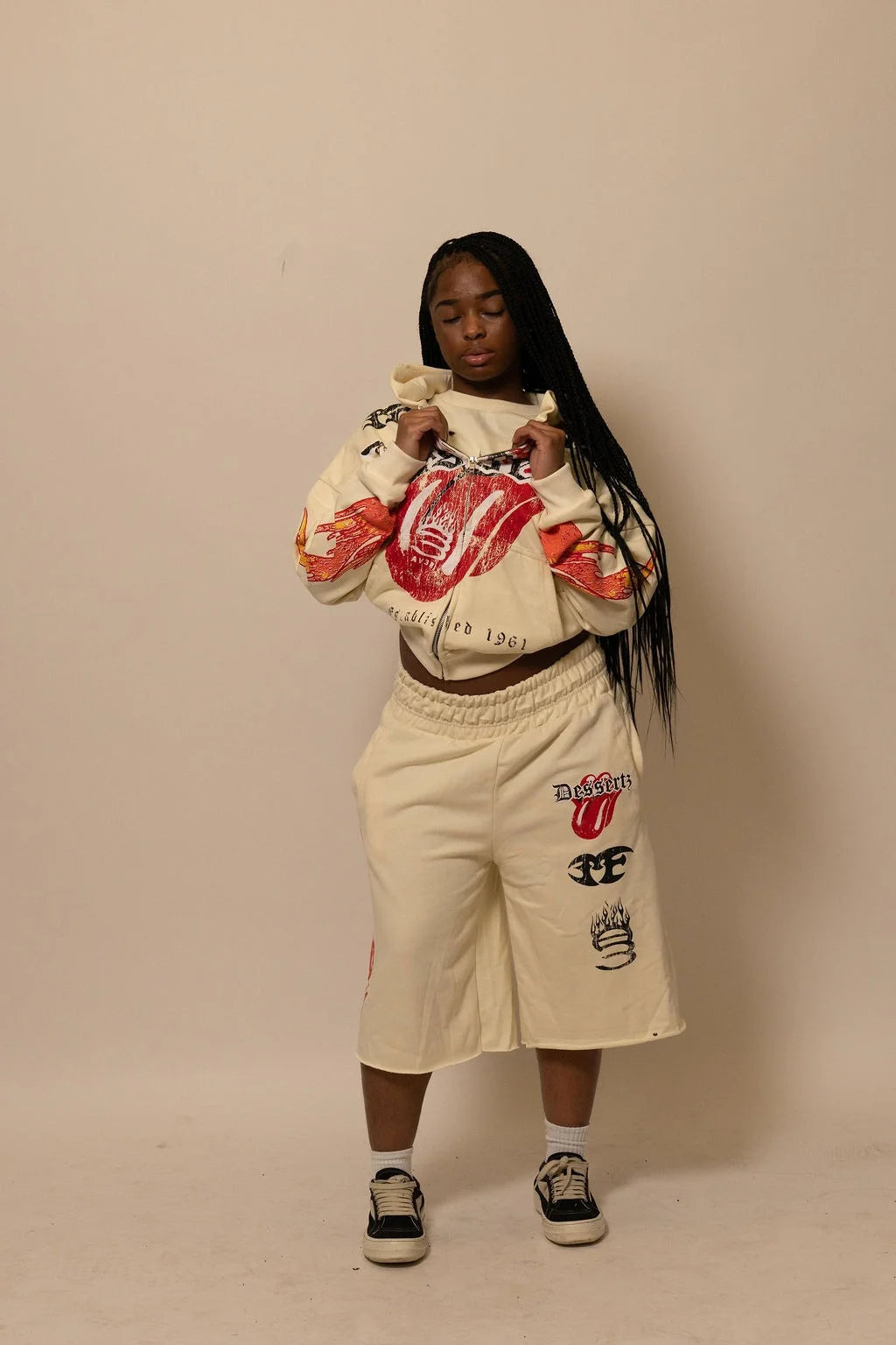 Summer Collection Hoodie & Short Set — HEAT WAVE SET — WHITE