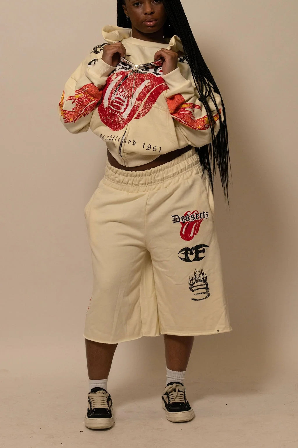 Summer Collection Hoodie & Short Set — HEAT WAVE SET — WHITE