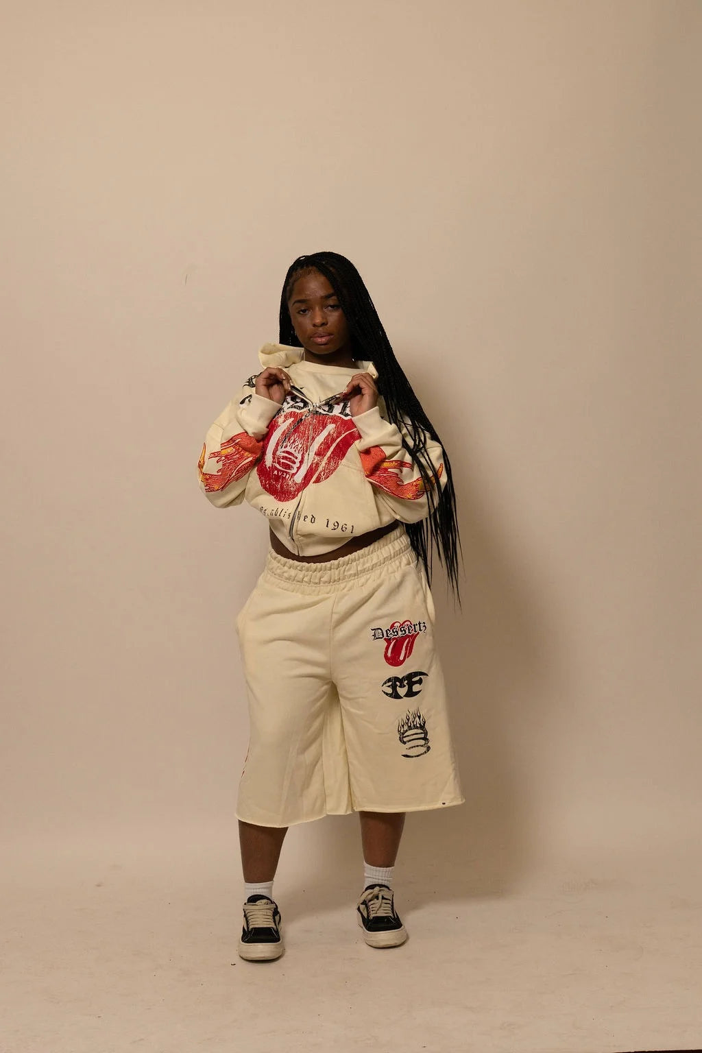 Summer Collection Hoodie & Short Set — HEAT WAVE SET — WHITE