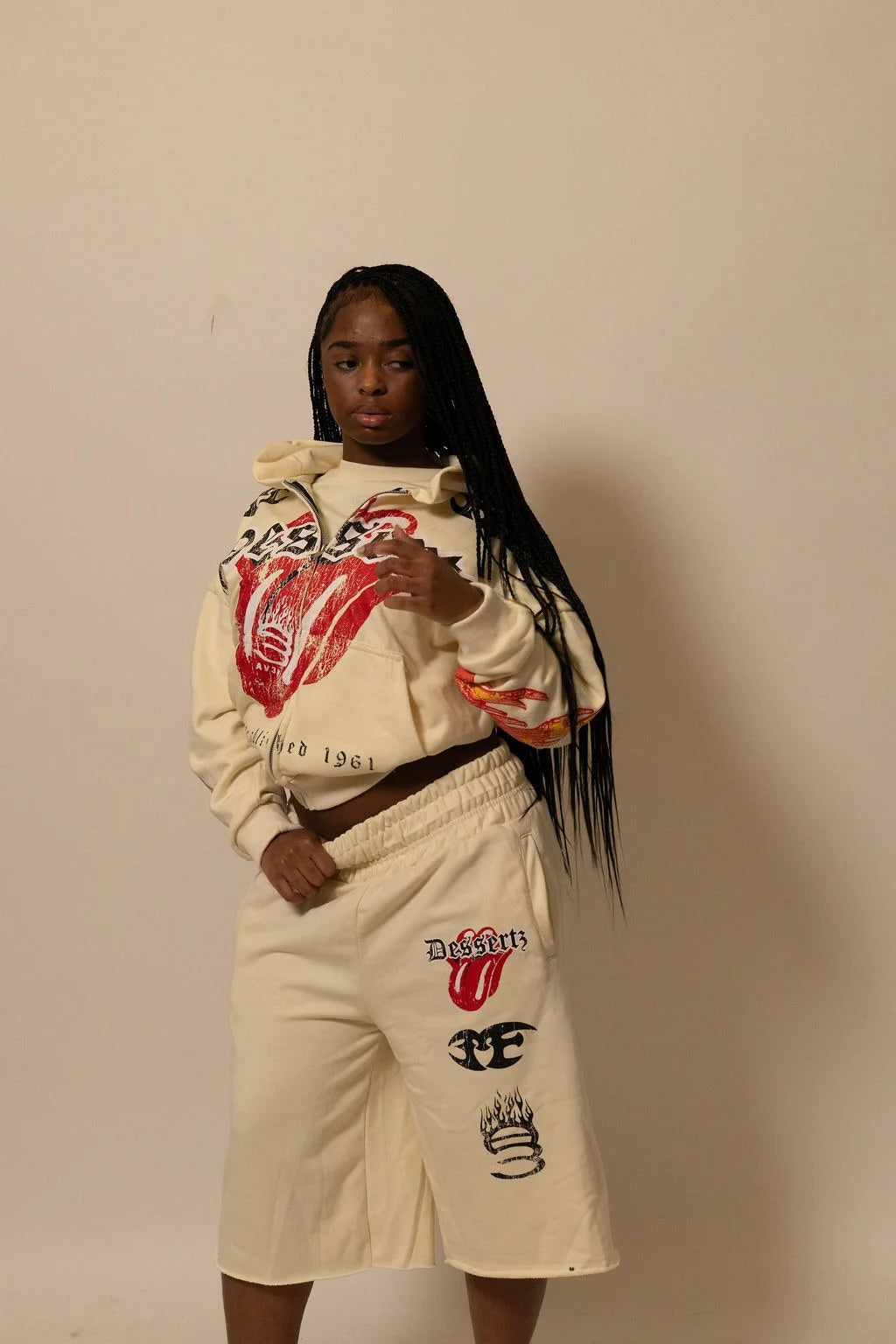 Summer Collection Hoodie & Short Set — HEAT WAVE SET — WHITE