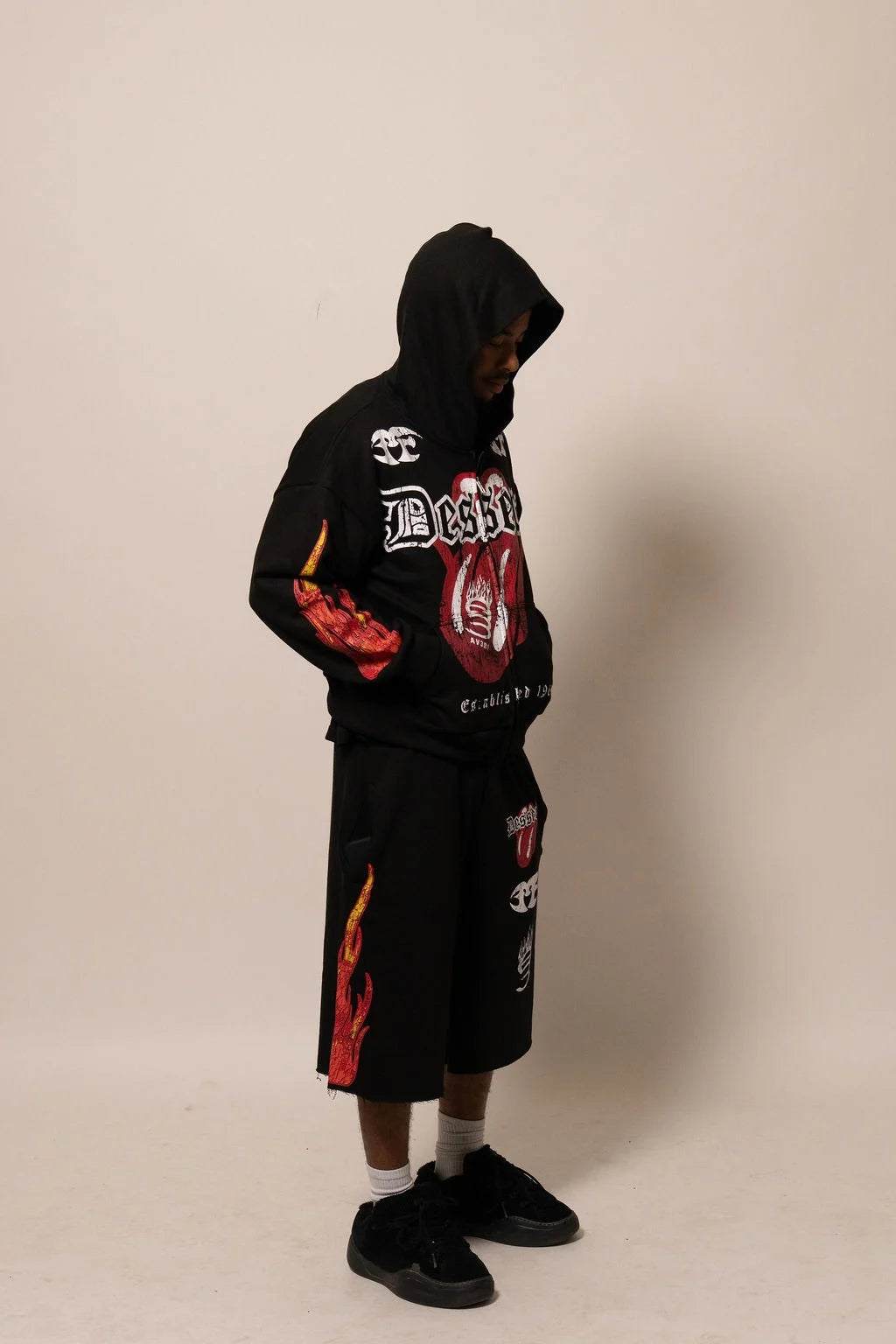 Summer Collection Hoodie & Short Set — HEAT WAVE SET — BLACK