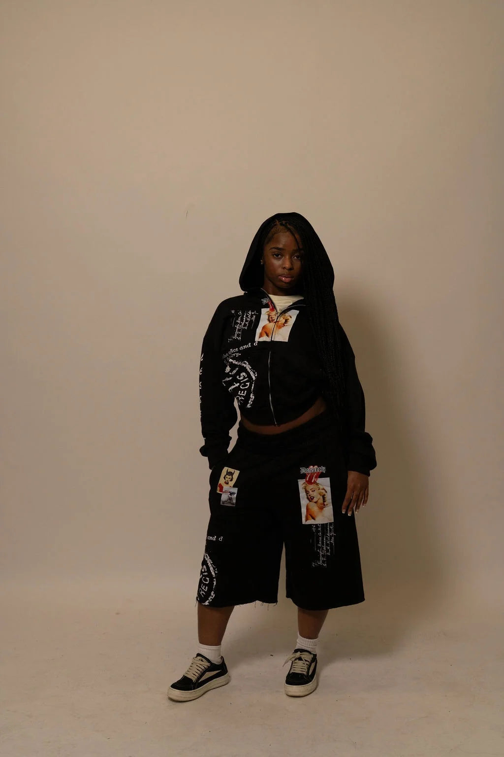 Summer Collection Hoodie & Short Set — SWEET SIN SET — BLACK