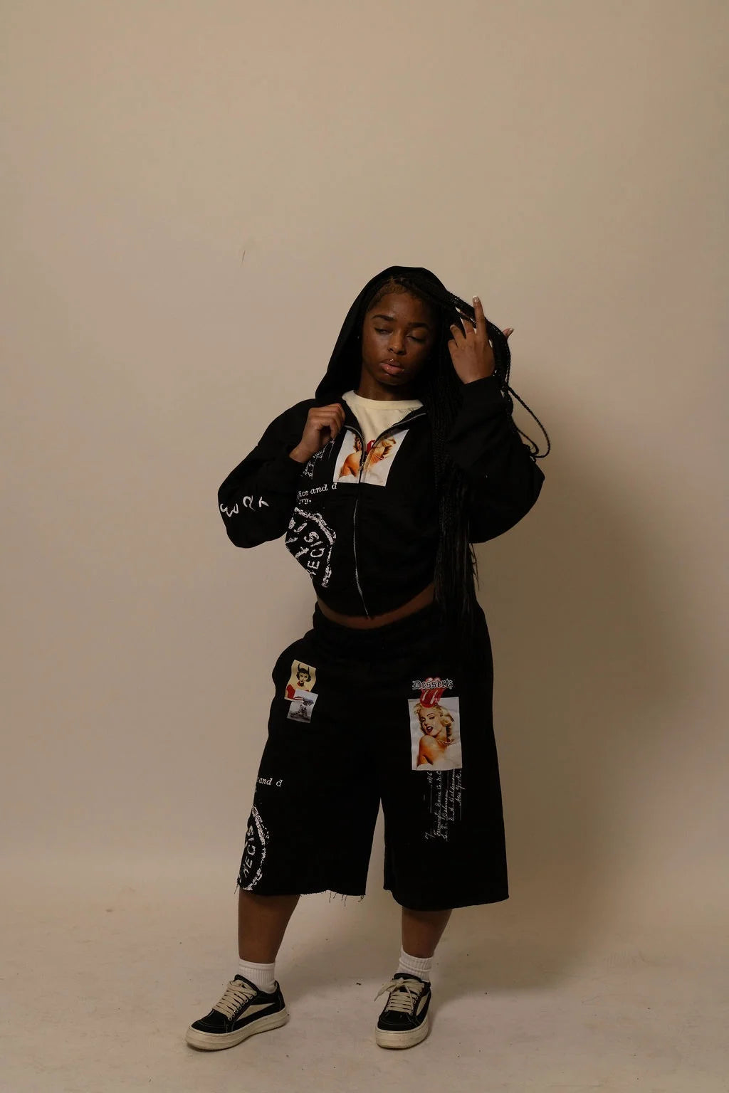 Summer Collection Hoodie & Short Set — SWEET SIN SET — BLACK