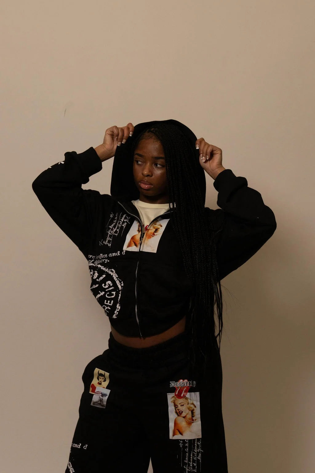 Summer Collection Hoodie & Short Set — SWEET SIN SET — BLACK