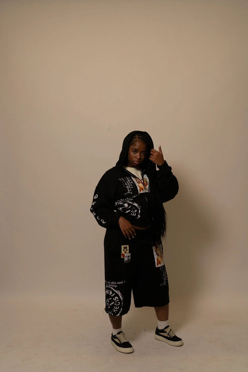 Summer Collection Hoodie & Short Set — SWEET SIN SET — BLACK