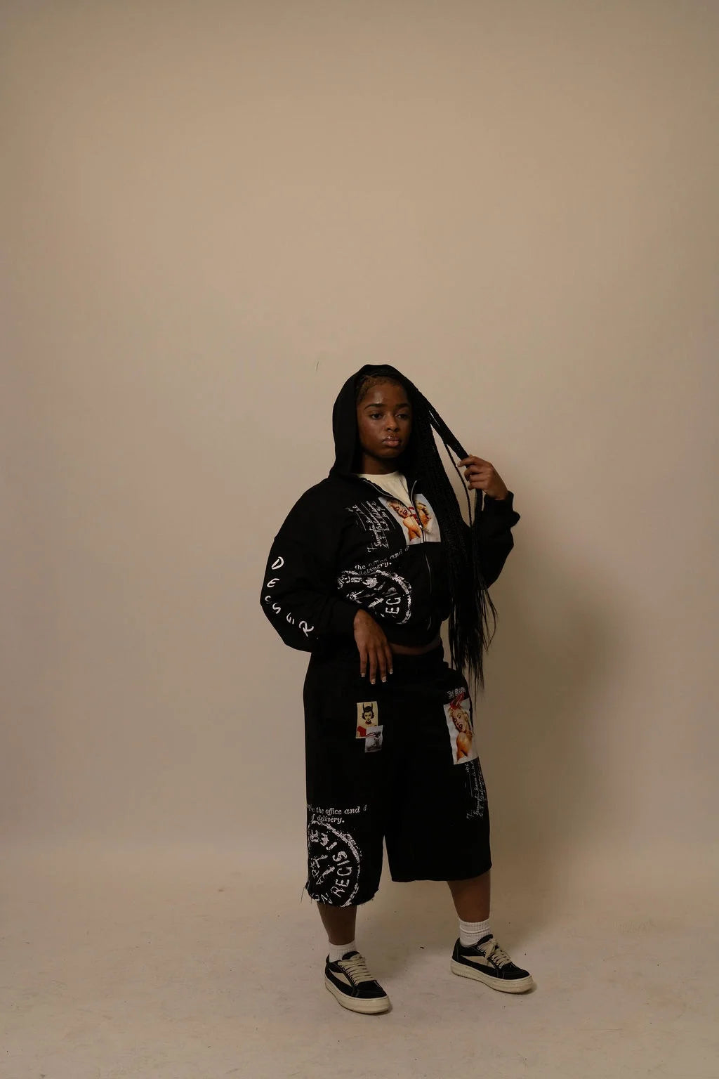 Summer Collection Hoodie & Short Set — SWEET SIN SET — BLACK
