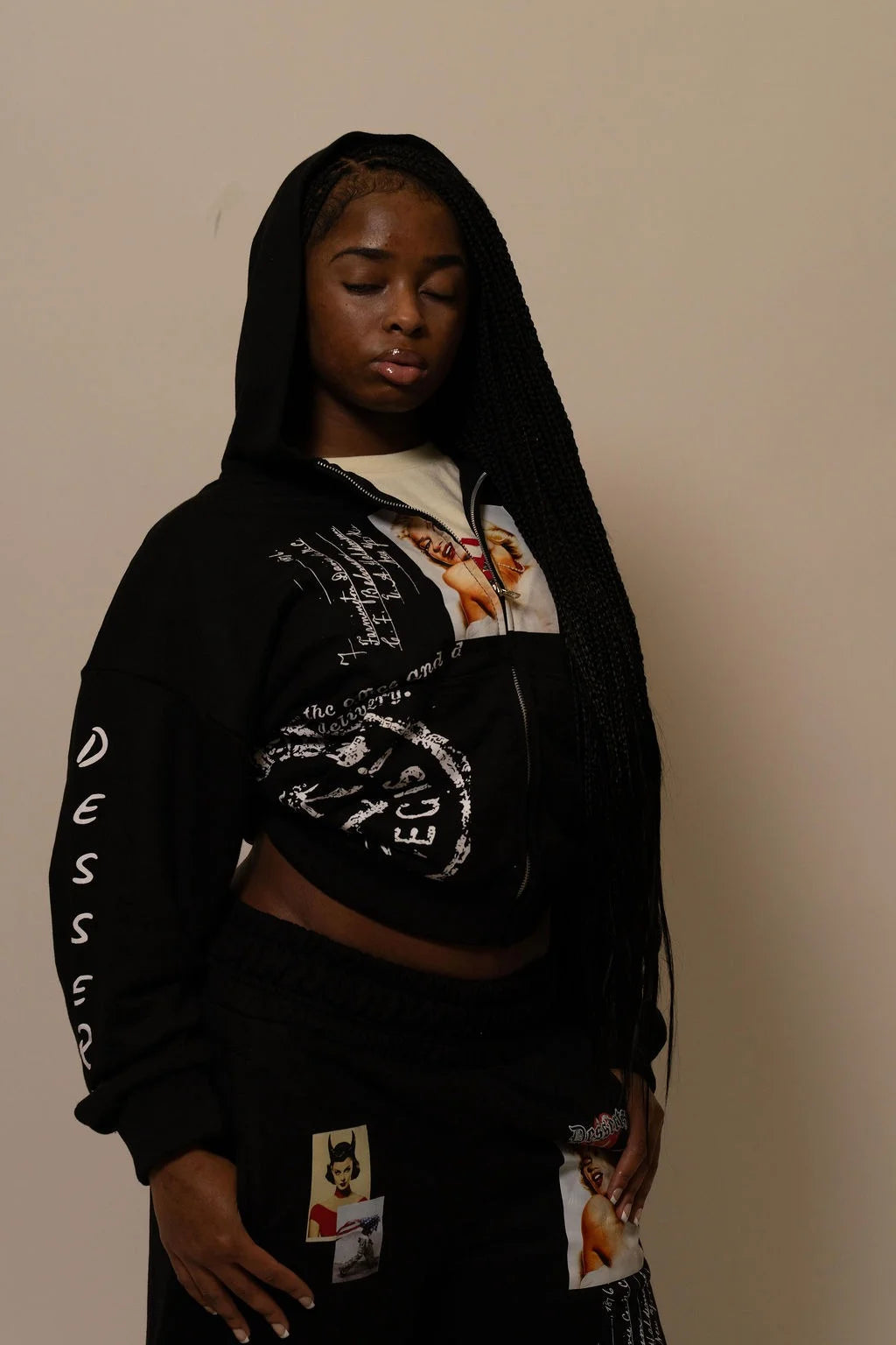 Summer Collection Hoodie & Short Set — SWEET SIN SET — BLACK