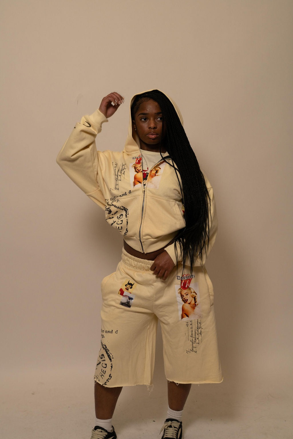 Summer Collection Hoodie & Short Set — SWEET SIN SET — WHITE