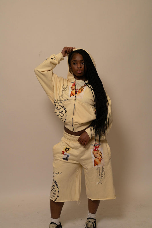 Summer Collection Hoodie & Short Set — SWEET SIN SET — WHITE