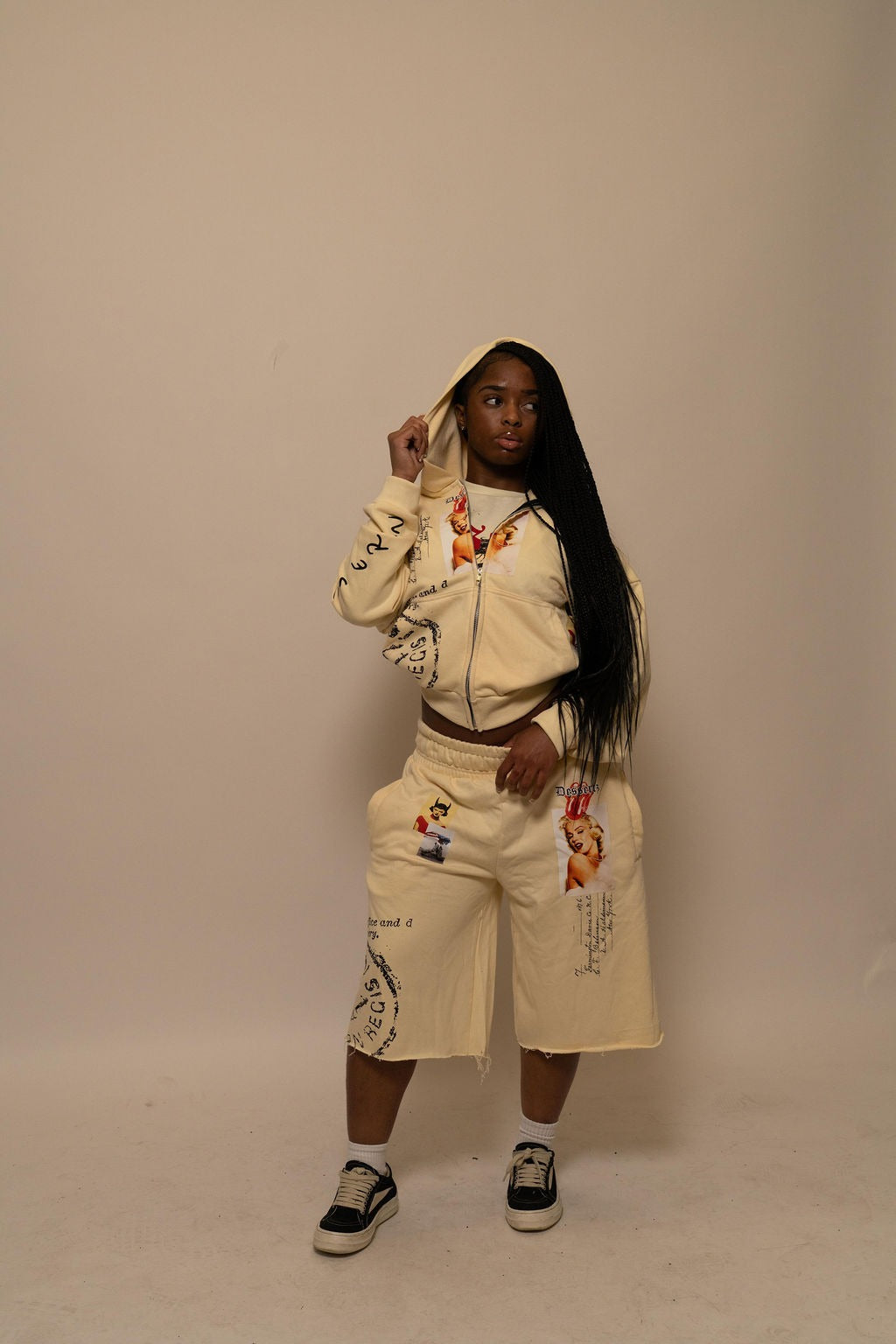Summer Collection Hoodie & Short Set — SWEET SIN SET — WHITE