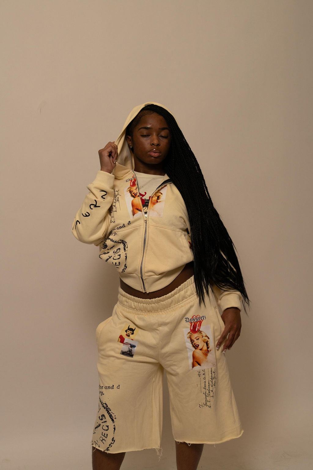 Summer Collection Hoodie & Short Set — SWEET SIN SET — WHITE